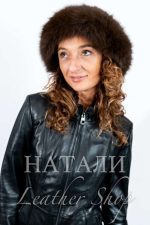 Дамска кожена шапка от норка Боряна с периферия от лисица