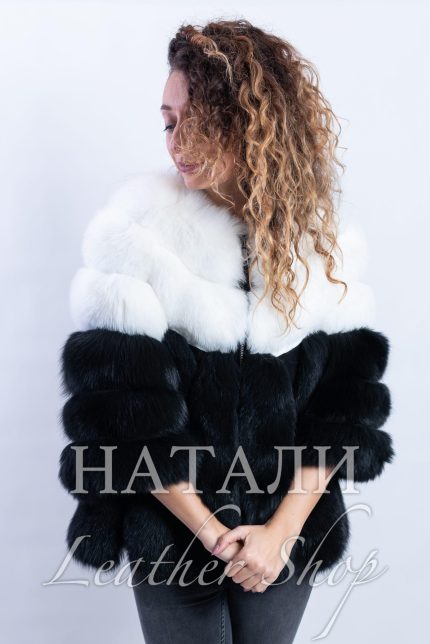 Луксозен кожух от лисица Бетина Black-White