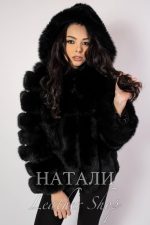 Луксозен кожух от лисица Бетина с качулка