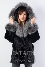 Дамско ексклузивно палто от алпака с косъм Жасмин Black