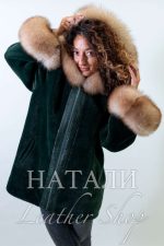 Дамско ексклузивно палто от алпака с косъм Жаклин Green