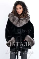 Дамско ексклузивно палто от алпака с косъм Жасмин Black