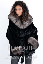 Дамско ексклузивно палто от алпака с косъм Жасмин Black