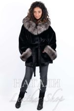 Дамско ексклузивно палто от алпака с косъм Жасмин Black
