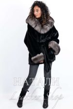 Дамско ексклузивно палто от алпака с косъм Жасмин Black