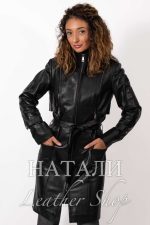 Дамско кожено манто Бранимира Black