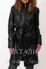 Дамско кожено манто Бранимира Black