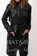 Дамско кожено манто Бранимира Black
