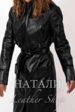 Дамско кожено манто Бранимира Black