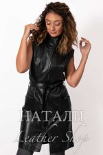 Дамско кожено манто Бранимира Black