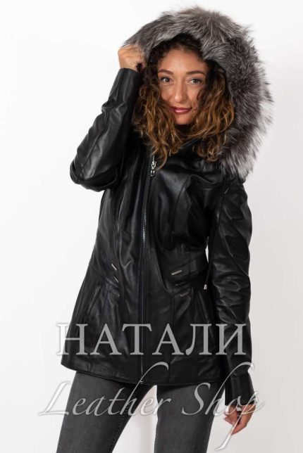 Дамско кожено манто Елана Brown