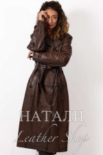 Дамско кожено манто Елана Brown