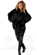 Дамски ексклузивен кожух от Алпака Шарлот и Астраган Black