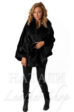 Дамски ексклузивен кожух от Алпака Шарлот и Астраган Black