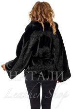 Дамски ексклузивен кожух от Алпака Шарлот и Астраган Black