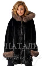 Дамско ексклузивно палто от алпака с косъм Валентина Black