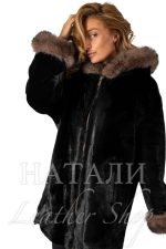 Дамско ексклузивно палто от алпака с косъм Валентина Black