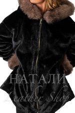 Дамско ексклузивно палто от алпака с косъм Валентина Black