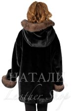 Дамско ексклузивно палто от алпака с косъм Валентина Black