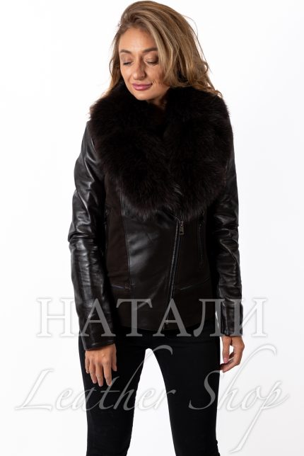 Зимно кожено яке Бетина Black