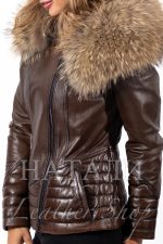 Зимно кожено яке Бетина Brown